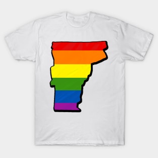 Rainbow Vermont Outline T-Shirt